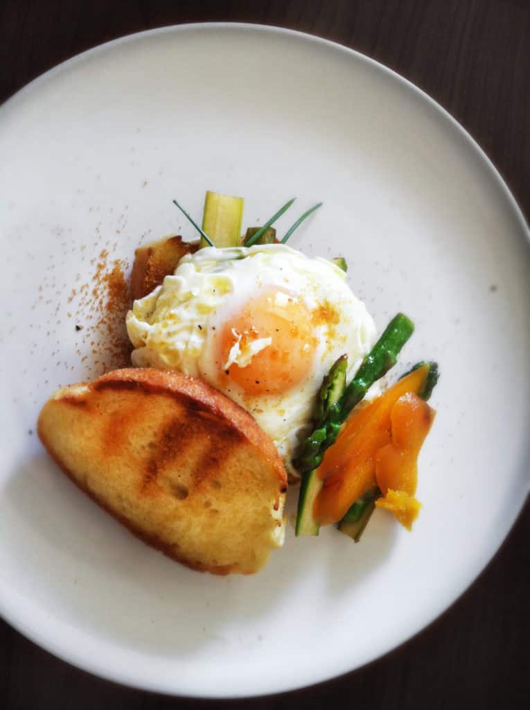 Sunny Side Up Eggs with Wild Asparagus and Trikalinos Bottarga - Rogers Collection